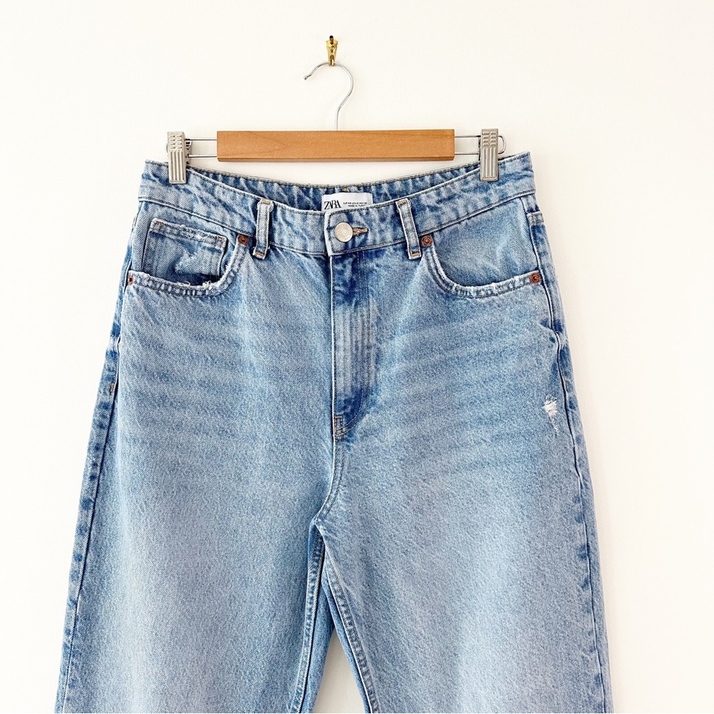 Zara Blue High waisted Wide Leg Jeans Size 8 - Picture 2 of 12